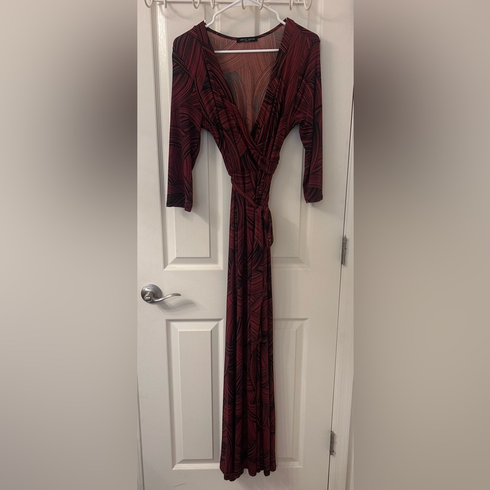 Red & Black Maxi Wrap Dress
